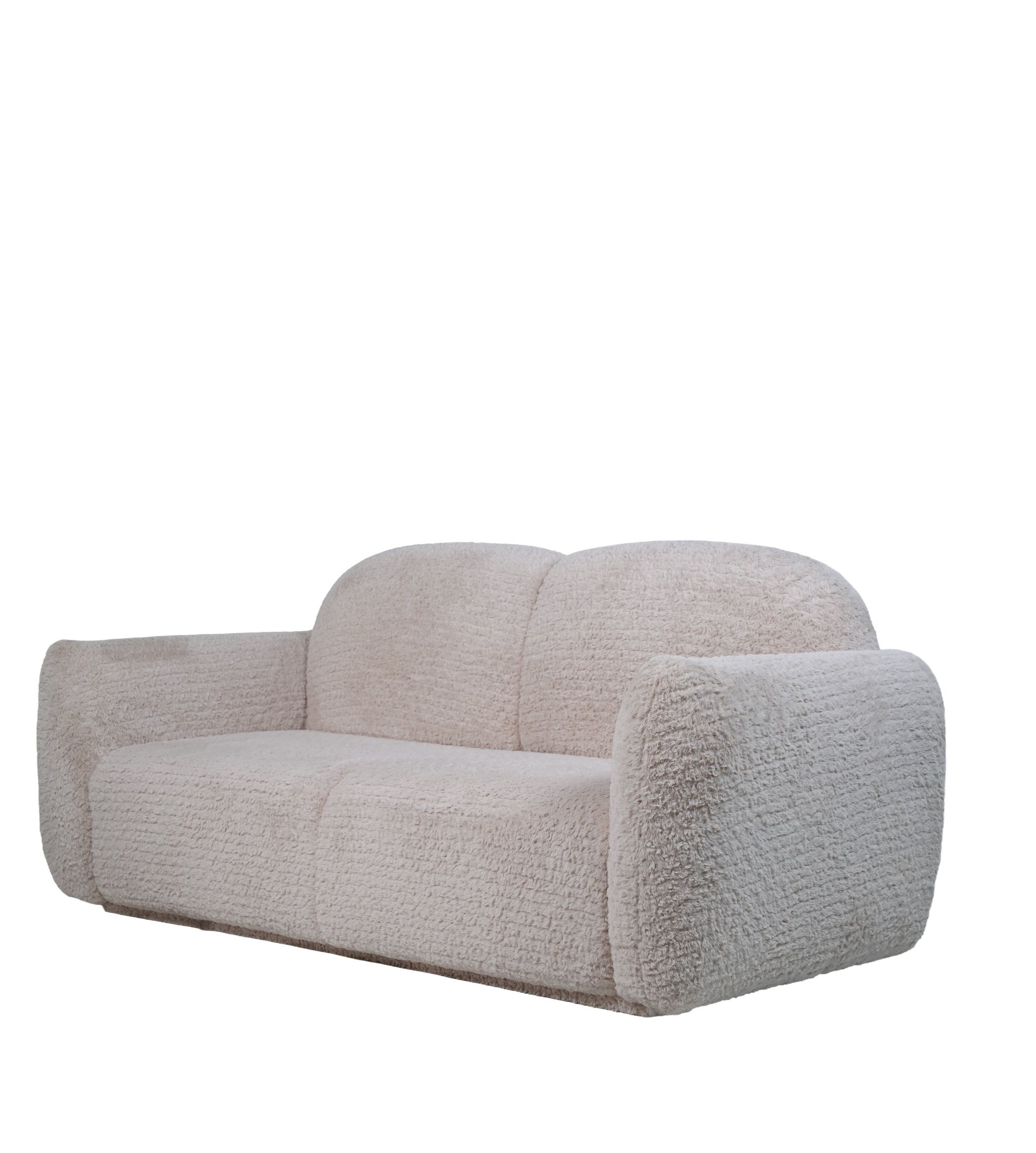 Three-Seater Curved Back Textured Fabric Sofa