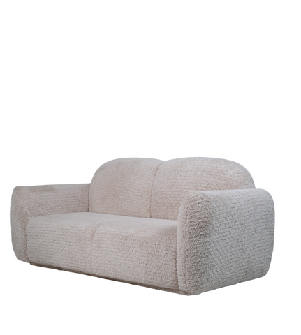 Three-Seater Curved Back Textured Fabric Sofa