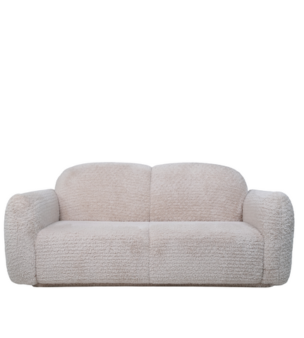Three-Seater Curved Back Textured Fabric Sofa