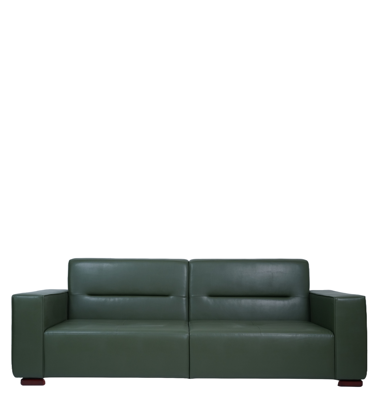 Three-Seater Synthetic Leather Sofa – Cushioned Comfort with Black Wooden Legs