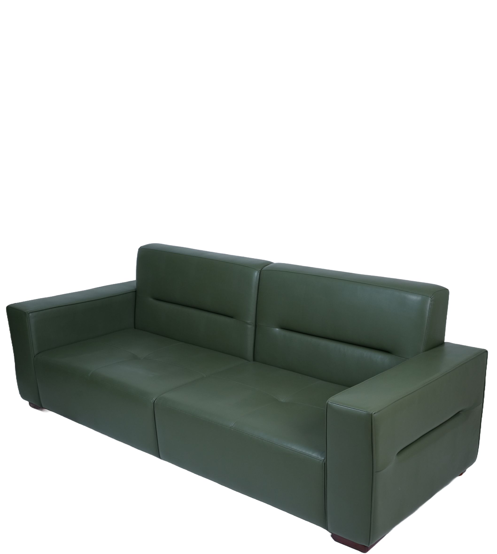 Three-Seater Synthetic Leather Sofa – Cushioned Comfort with Black Wooden Legs